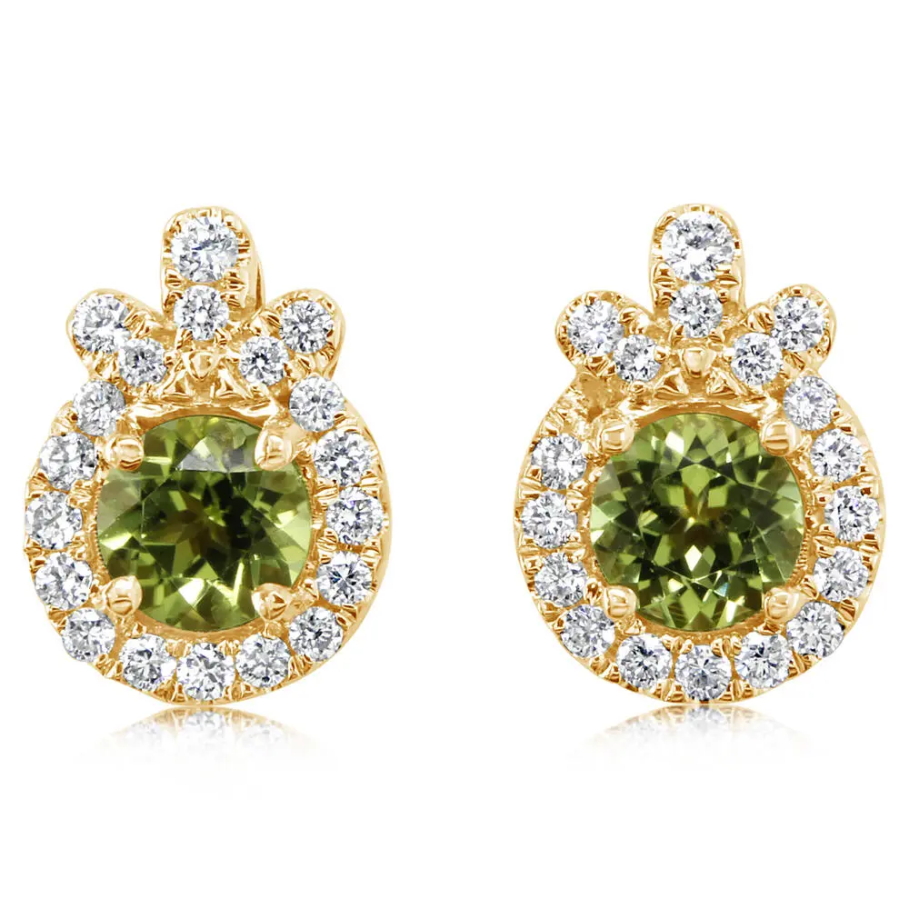 14K Yellow Gold Peridot/Diamond Earrings 14K Yellow Gold Peridot/Diamond Earrings