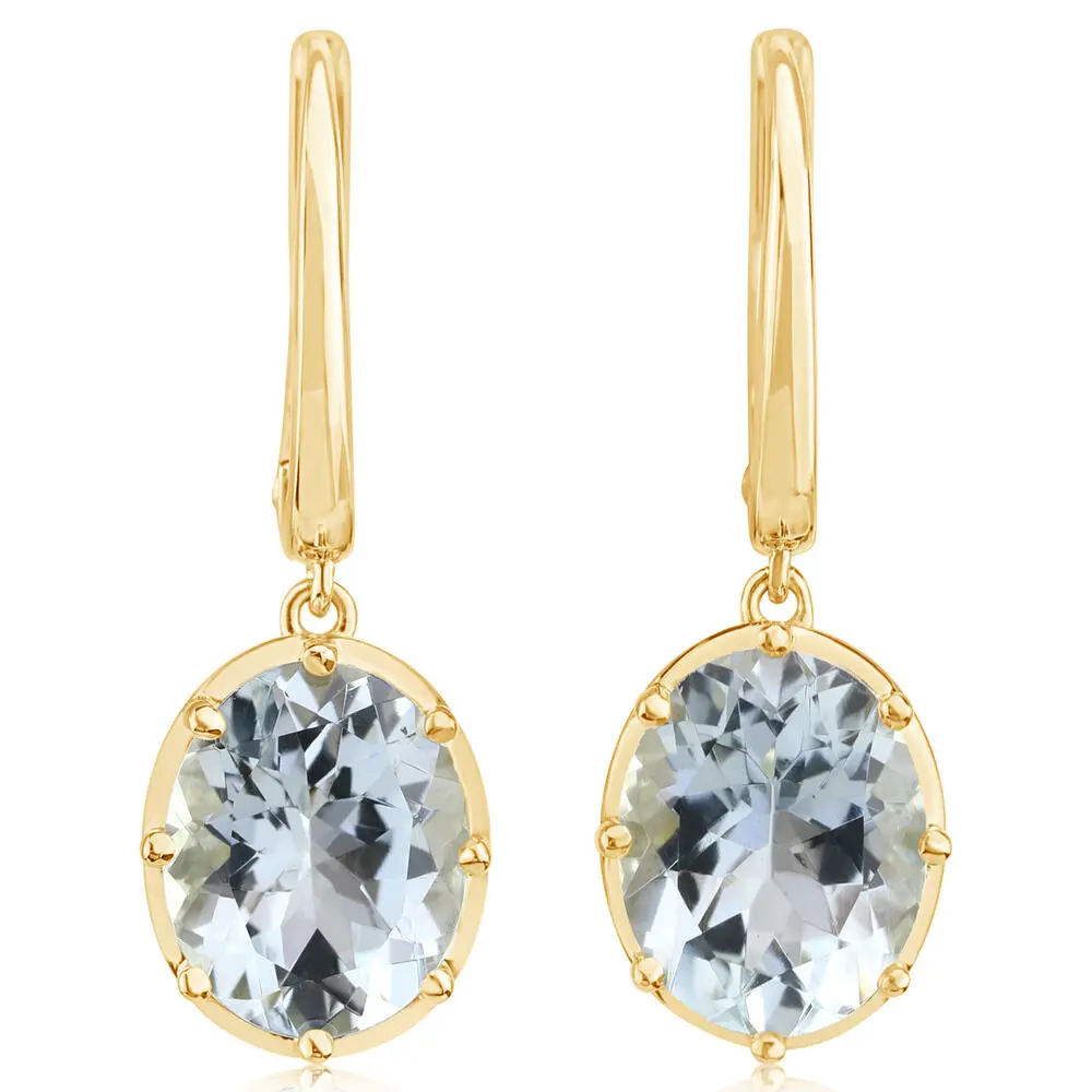 14K Yellow Gold 8x10 mm Oval Aquamarine Earrings 14K Yellow Gold 8x10 mm Oval Aquamarine Earrings