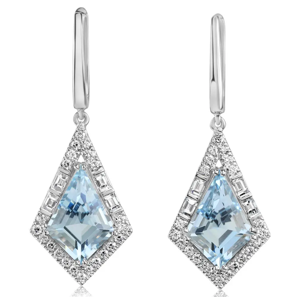 Platinum Aquamarine/Diamond Earrings Platinum Aquamarine/Diamond Earrings