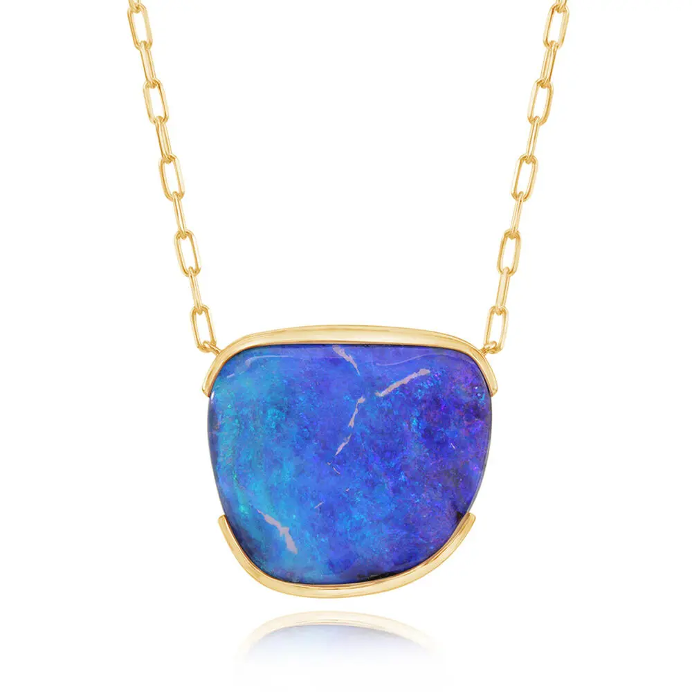 14K Yellow Gold Australian Boulder Opal Neckpiece 14K Yellow Gold Australian Boulder Opal Neckpiece
