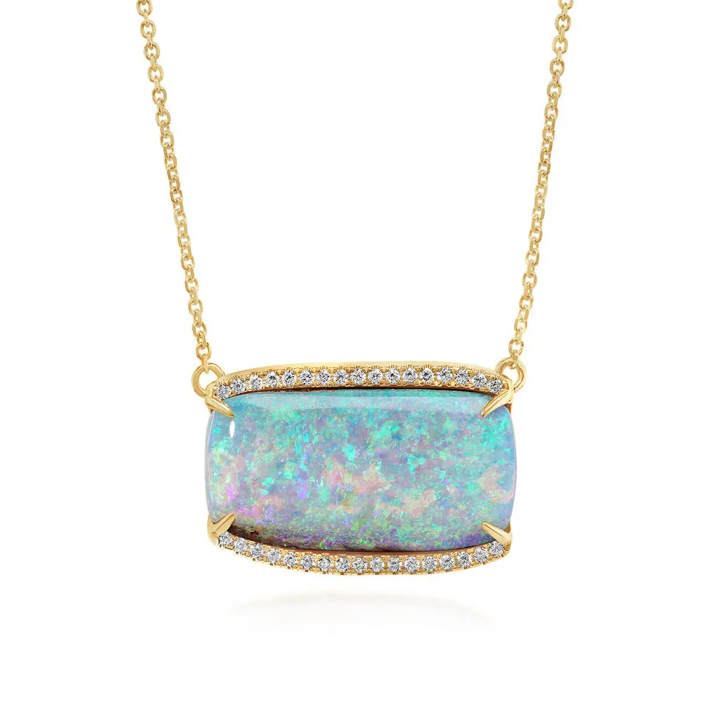14K Yellow Gold Australian Boulder Opal/Diamond Neckpiece 14K Yellow Gold Australian Boulder Opal/Diamond Neckpiece