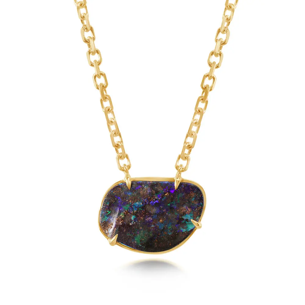 14K Yellow Gold Australian Boulder Opal Neckpiece