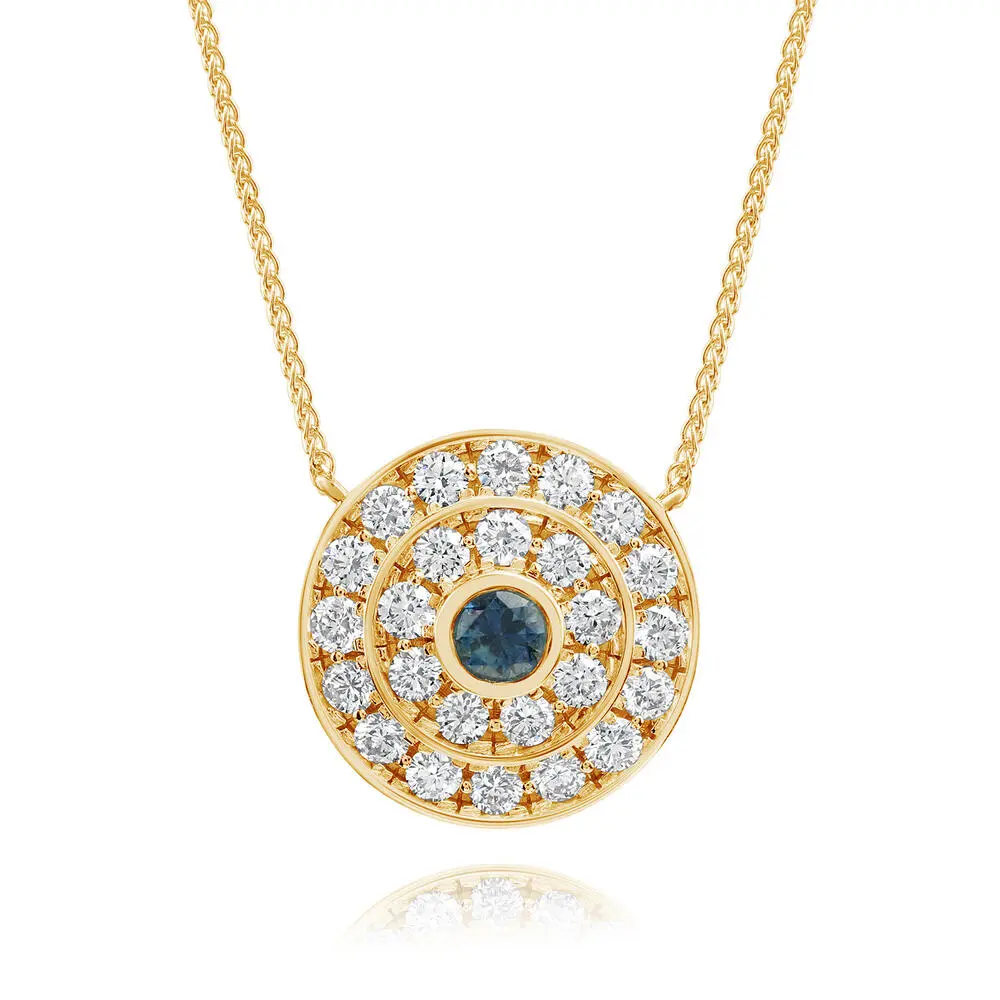 14K Yellow Gold Montana Sapphire/Diamondneckpiece