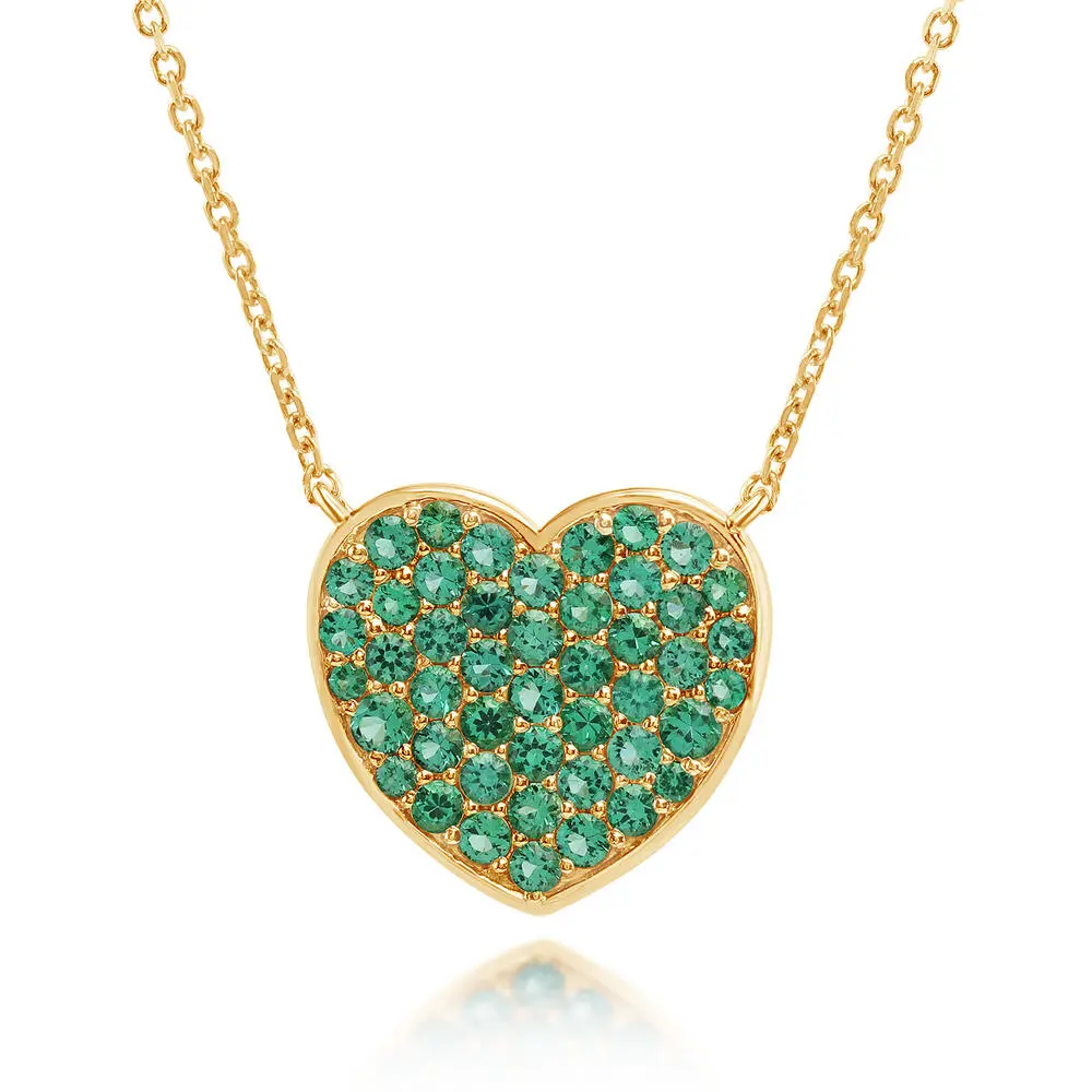 14K Yellow Gold Emerald Heart Neckpiece