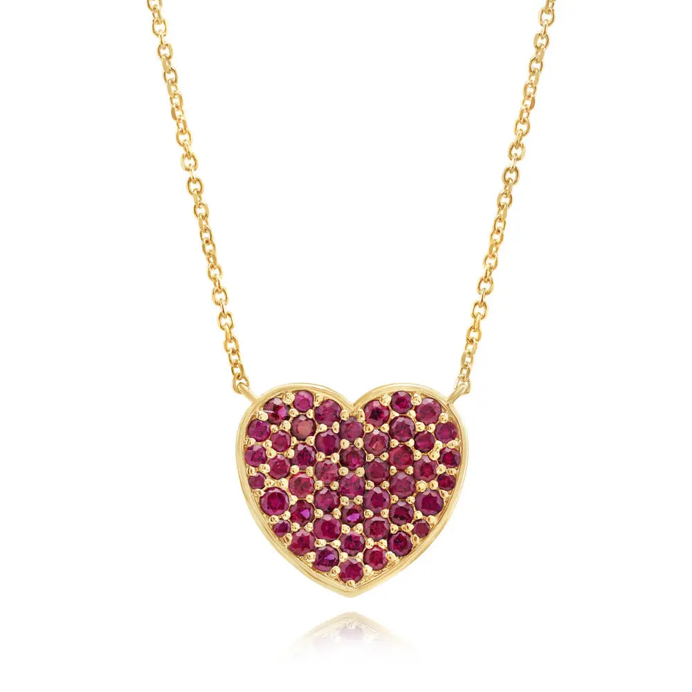 14K Yellow Gold Ruby Heart Neckpiece