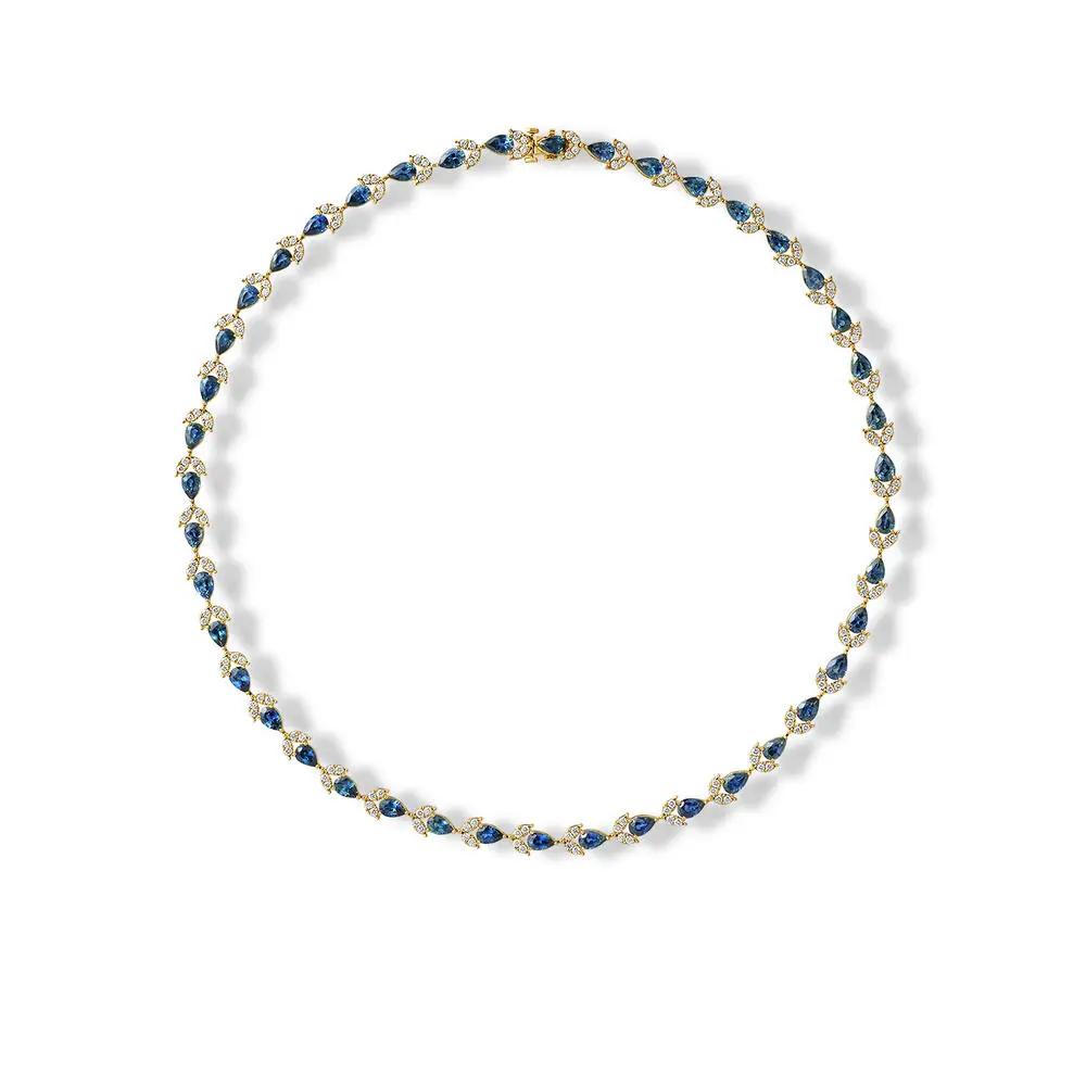 18K Yellow Gold Montana Sapphire/Diamond Neckpiece 18K Yellow Gold Montana Sapphire/Diamond Neckpiece