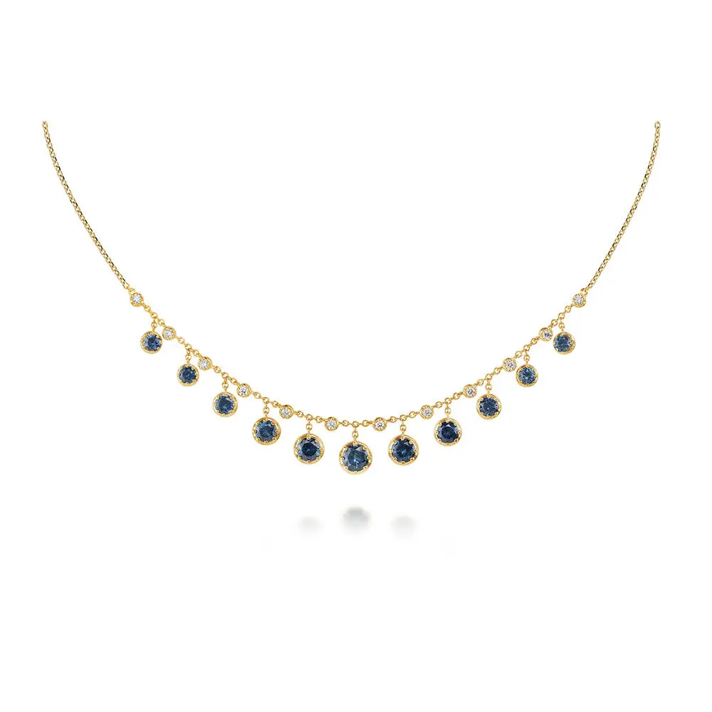 14K Yellow Gold Montana Sapphire/Diamond Neckpiece