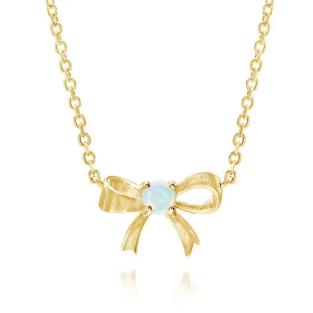 14K Yellow Gold Australian Opal Bow Neckpiece 14K Yellow Gold Australian Opal Bow Neckpiece