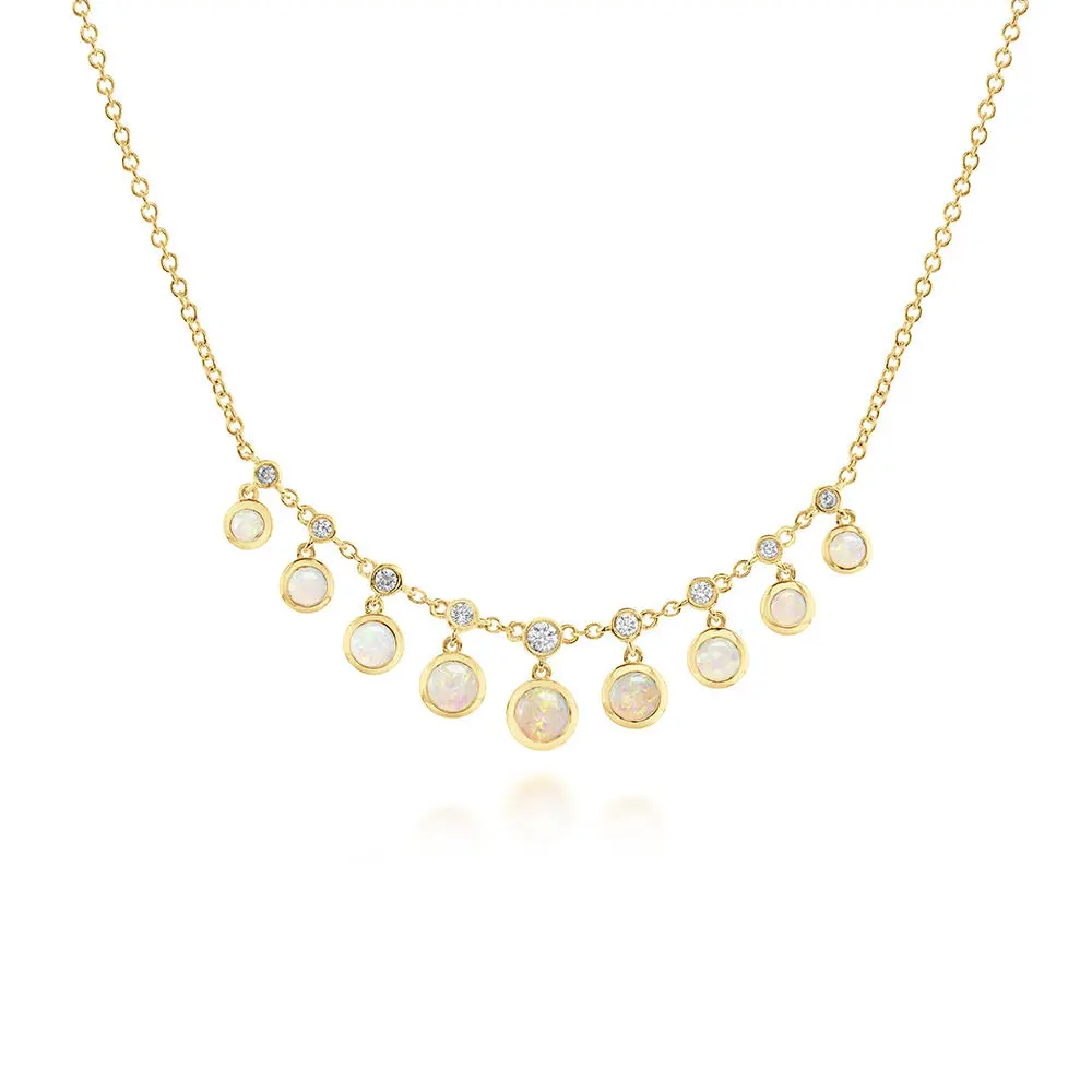 14K Yellow Gold Australian Opal/Diamond Neckpiece