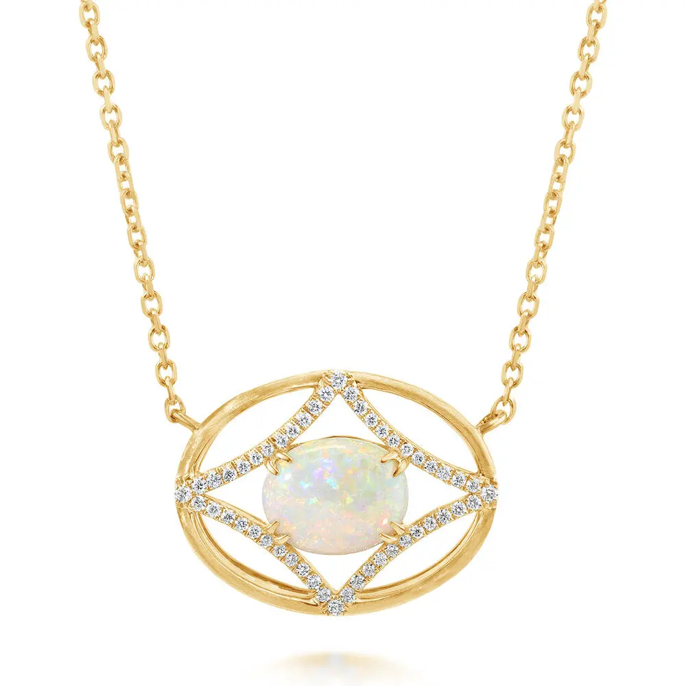 14K Yellow Gold Australian Opal/Diamond Neckpiece 14K Yellow Gold Australian Opal/Diamond Neckpiece