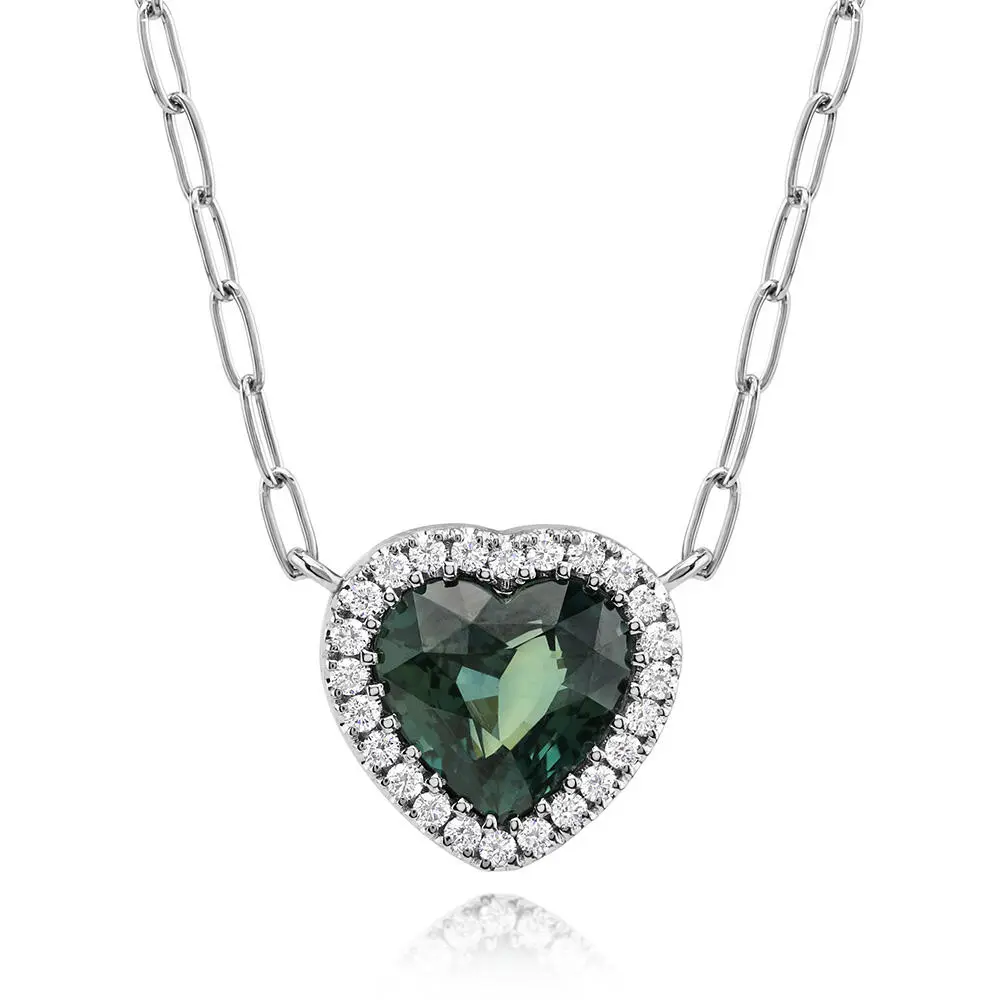 Platinum Blue Green Sapphire Neckpiece