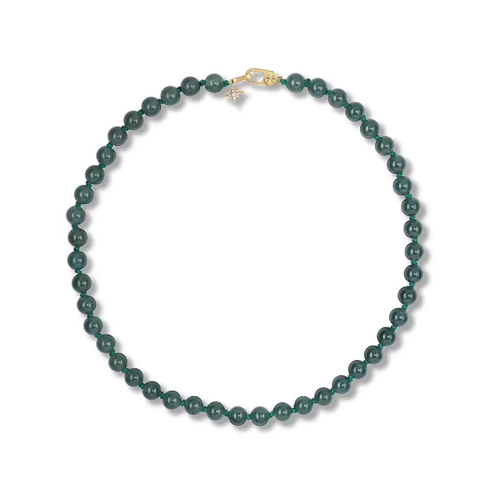 14K Yellow Gold Guatamalan Jade/Diamond Neckpiece