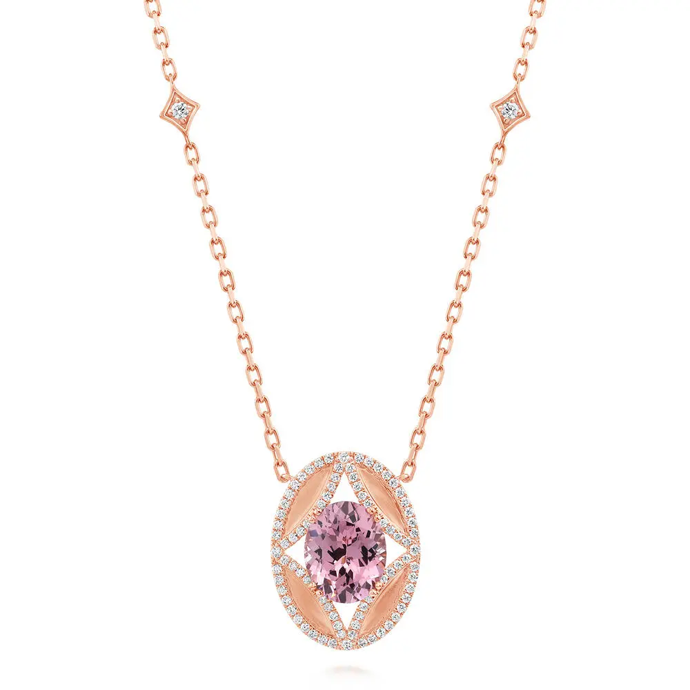 14K Rose Gold Lotus Garnet/Diamond Neckpiece 14K Rose Gold Lotus Garnet/Diamond Neckpiece