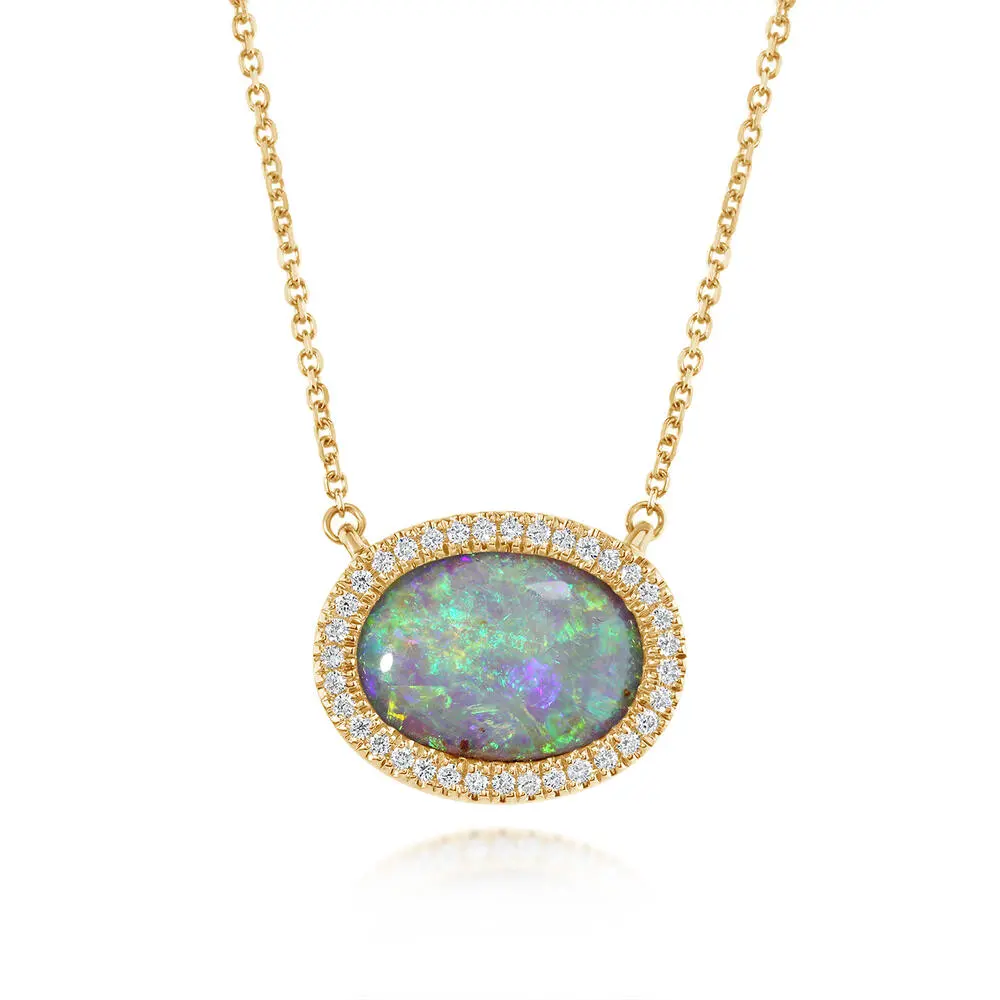 14K Yellow Gold Australian Boulder Opal/Diamond Neckpiece 14K Yellow Gold Australian Boulder Opal/Diamond Neckpiece