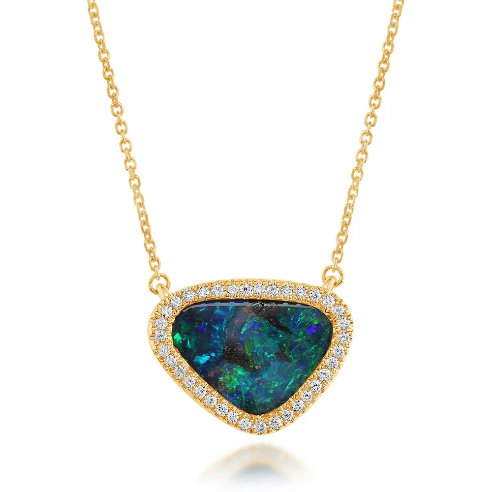 14K Yellow Gold Australian Boulder Opal/Diamond Neckpiece 14K Yellow Gold Australian Boulder Opal/Diamond Neckpiece