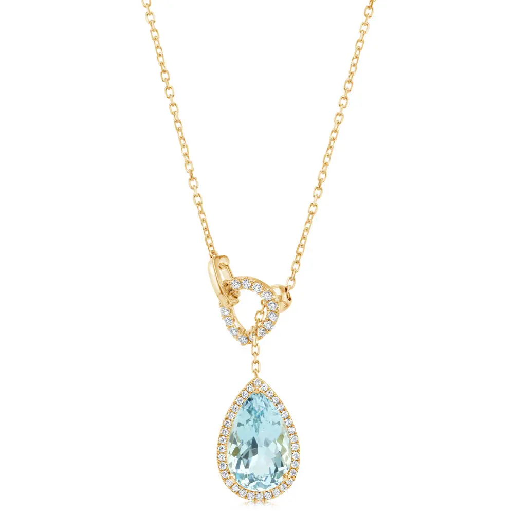 18K Yellow Gold Aquamarine/Diamond Neckpiece 18K Yellow Gold Aquamarine/Diamond Neckpiece