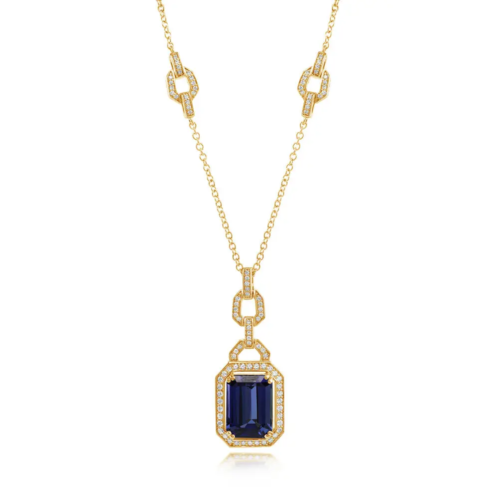 18K Yellow Gold Tanzanite/Diamond Neckpiece