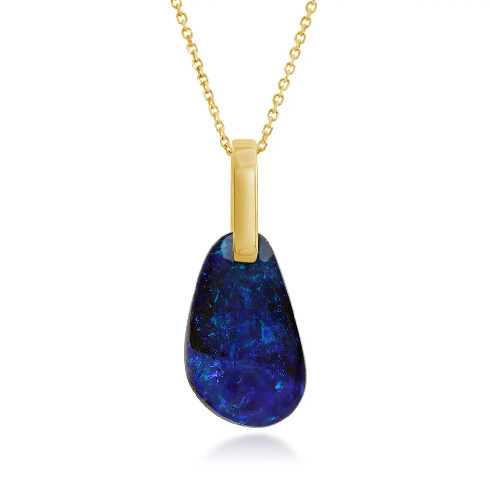 14K Yellow Gold Australian Boulder Opal Pendant