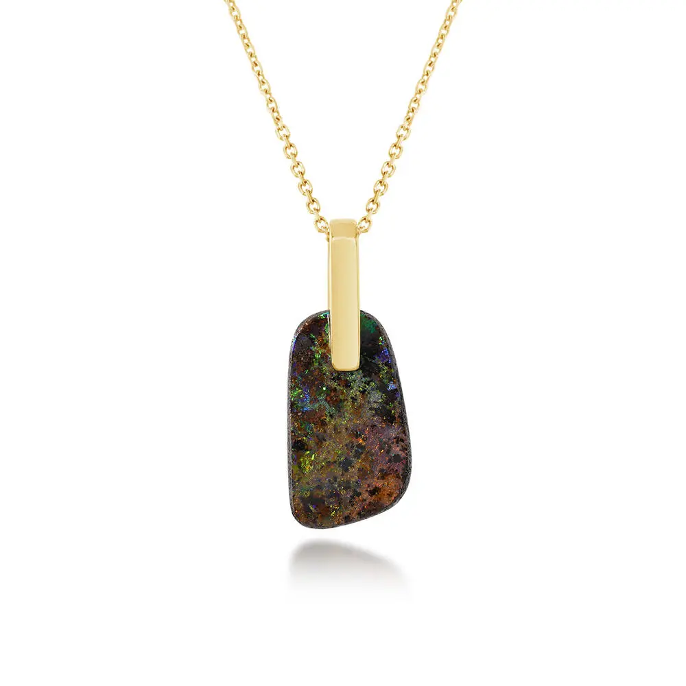 14K Yellow Gold Australian Boulder Opal Pendant 14K Yellow Gold Australian Boulder Opal Pendant