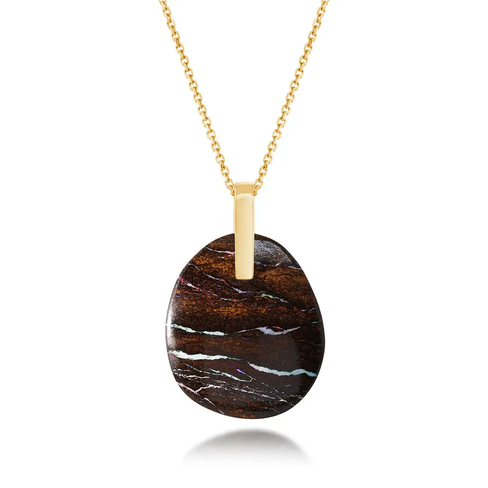 14K Yellow Gold Australian Boulder Opal Pendant 14K Yellow Gold Australian Boulder Opal Pendant