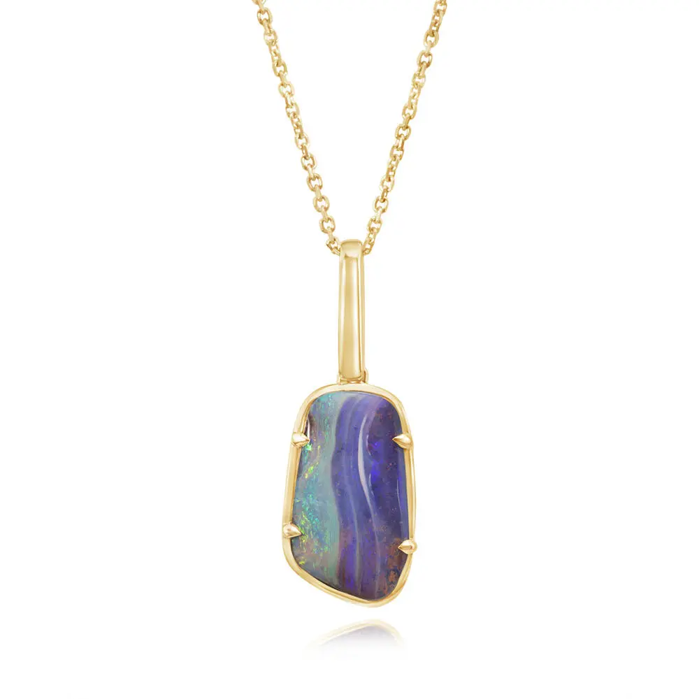 14K Yellow Gold Australian Boulder Opal Pendant