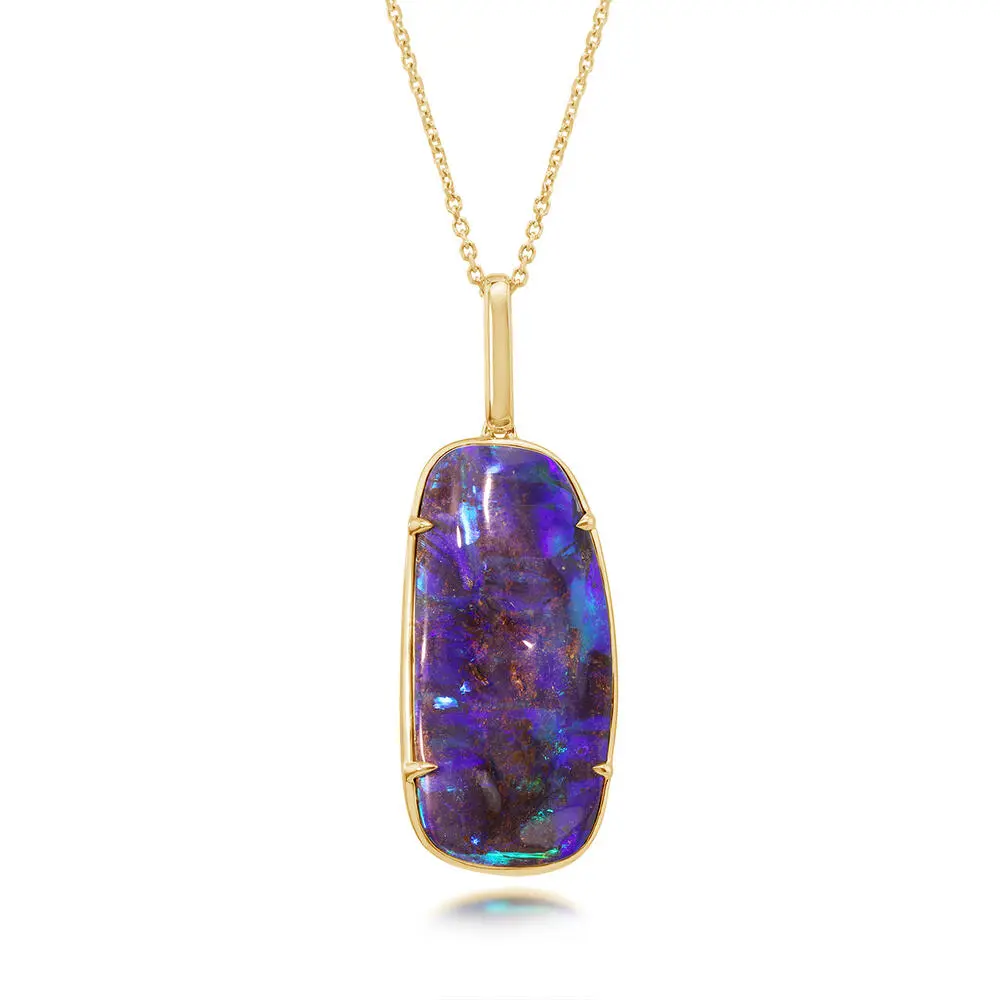 14K Yellow Gold Australian Boulder Opal Pendant