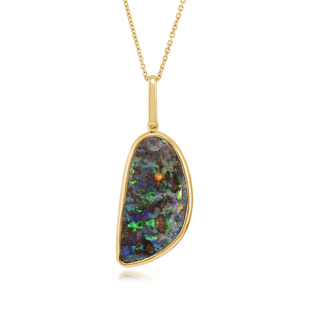 14K Yellow Gold Australian Boulder Opal Pendant 14K Yellow Gold Australian Boulder Opal Pendant