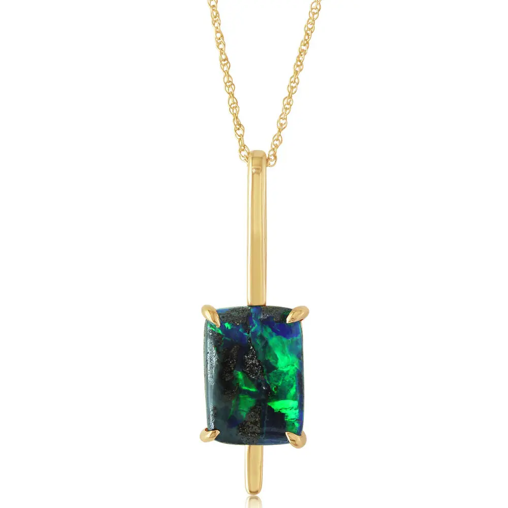 14K Yellow Gold Australian Boulder Opal Pendant 14K Yellow Gold Australian Boulder Opal Pendant