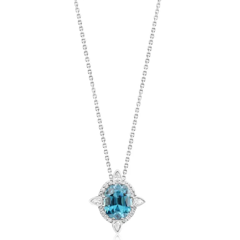 Platinum Blue Zircon/Diamond Pendant Platinum Blue Zircon/Diamond Pendant