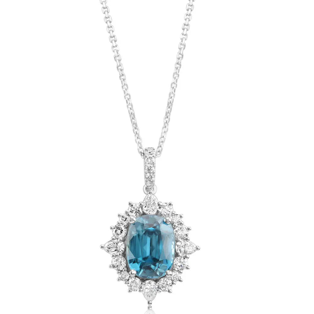 Platinum Blue Zircon/Diamond Pendant Platinum Blue Zircon/Diamond Pendant