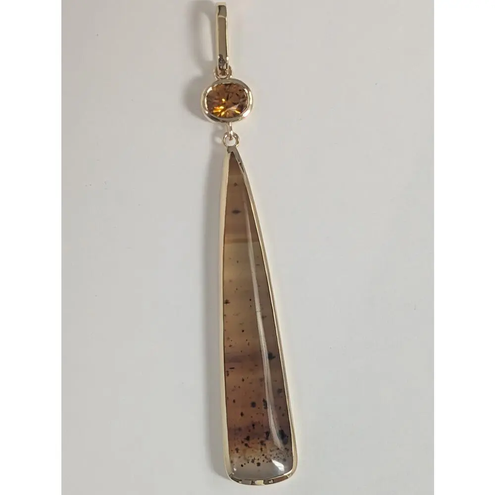 14K Yellow Gold Montana Agate/Orange Montana Sapphire Pendant