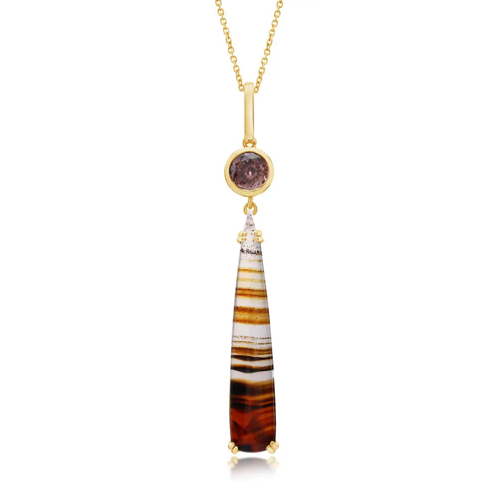 14K Yellow Gold Montana Agate/Fancy Zircon Pendant