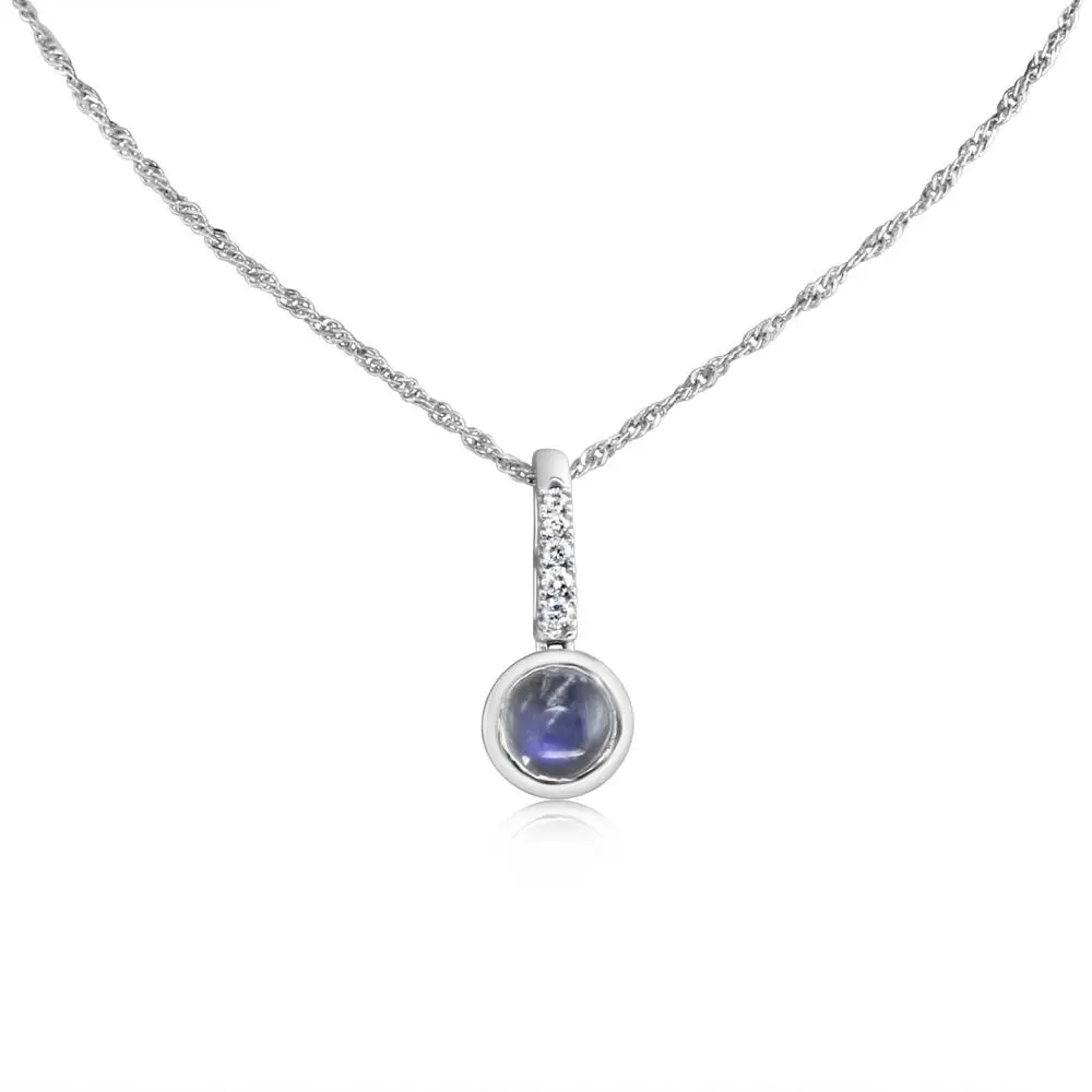 14K White Gold Moonstone/Diamond Pendant 14K White Gold Moonstone/Diamond Pendant