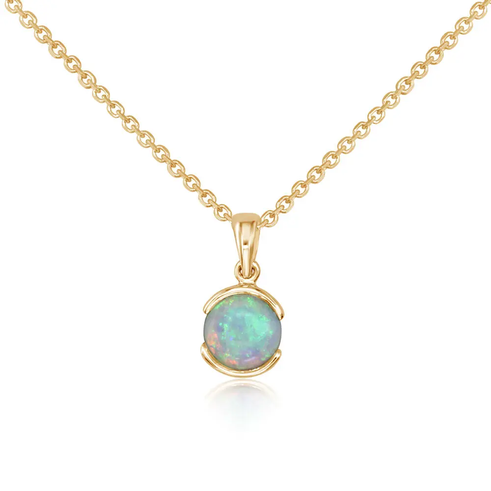 14K Yellow Gold Australian Opal Pendant