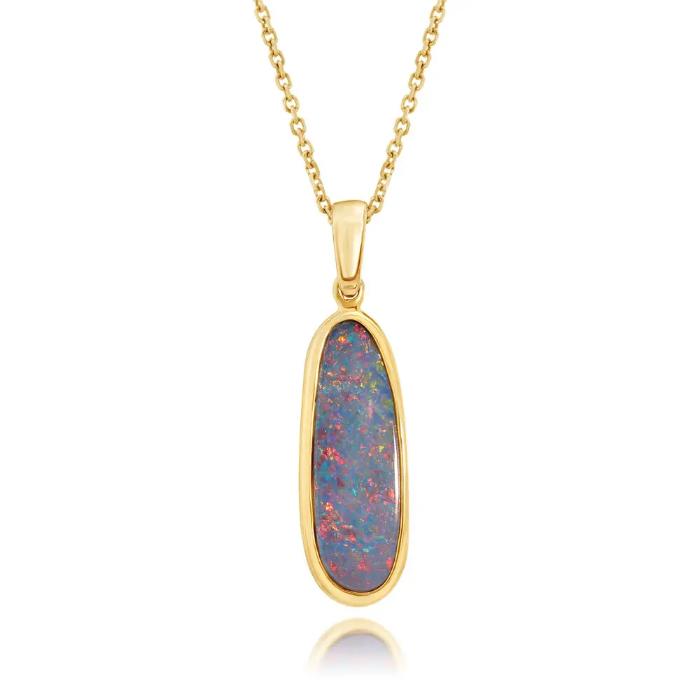 14K Yellow Gold Australian Opal Doublet Pendant 14K Yellow Gold Australian Opal Doublet Pendant