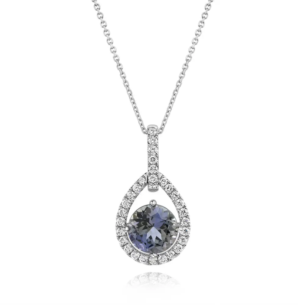 Platinum Peacock Tanzanite/Diamond Pendant