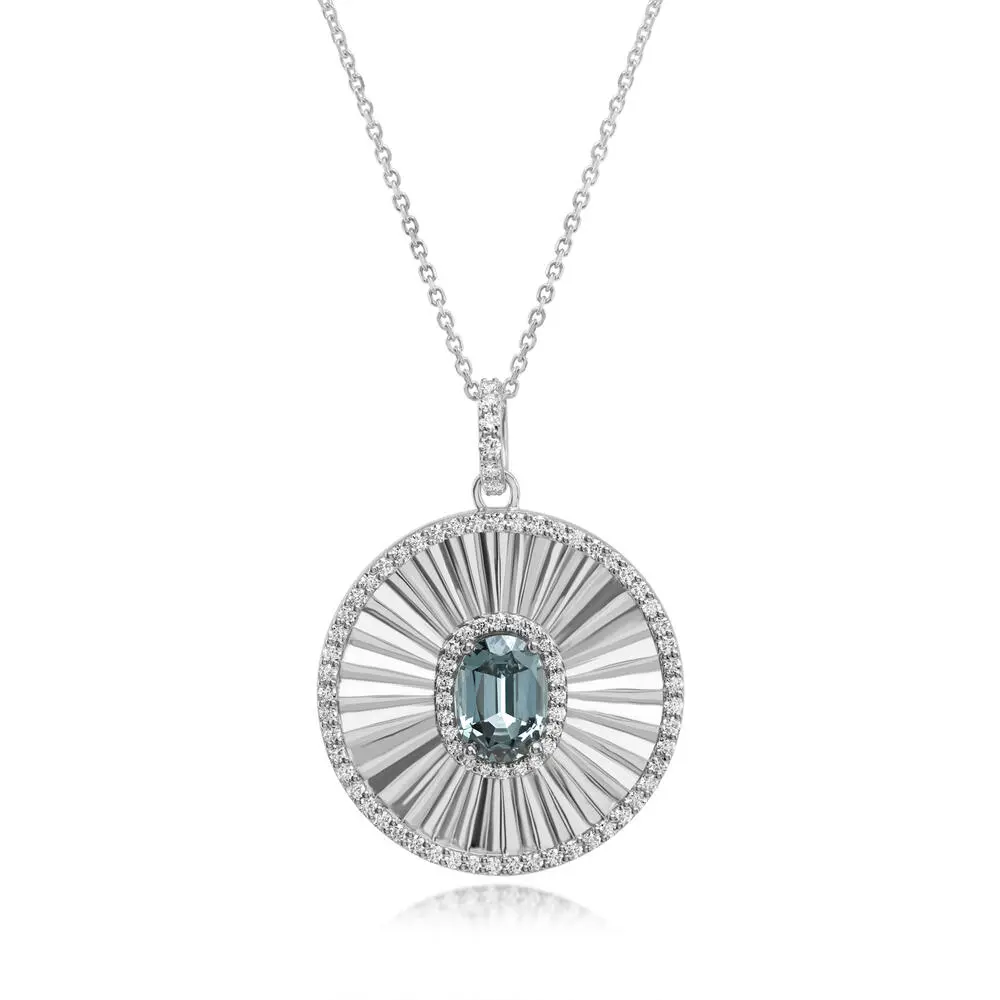 Platinum Grey Spinel/Diamond Medallion Pendant