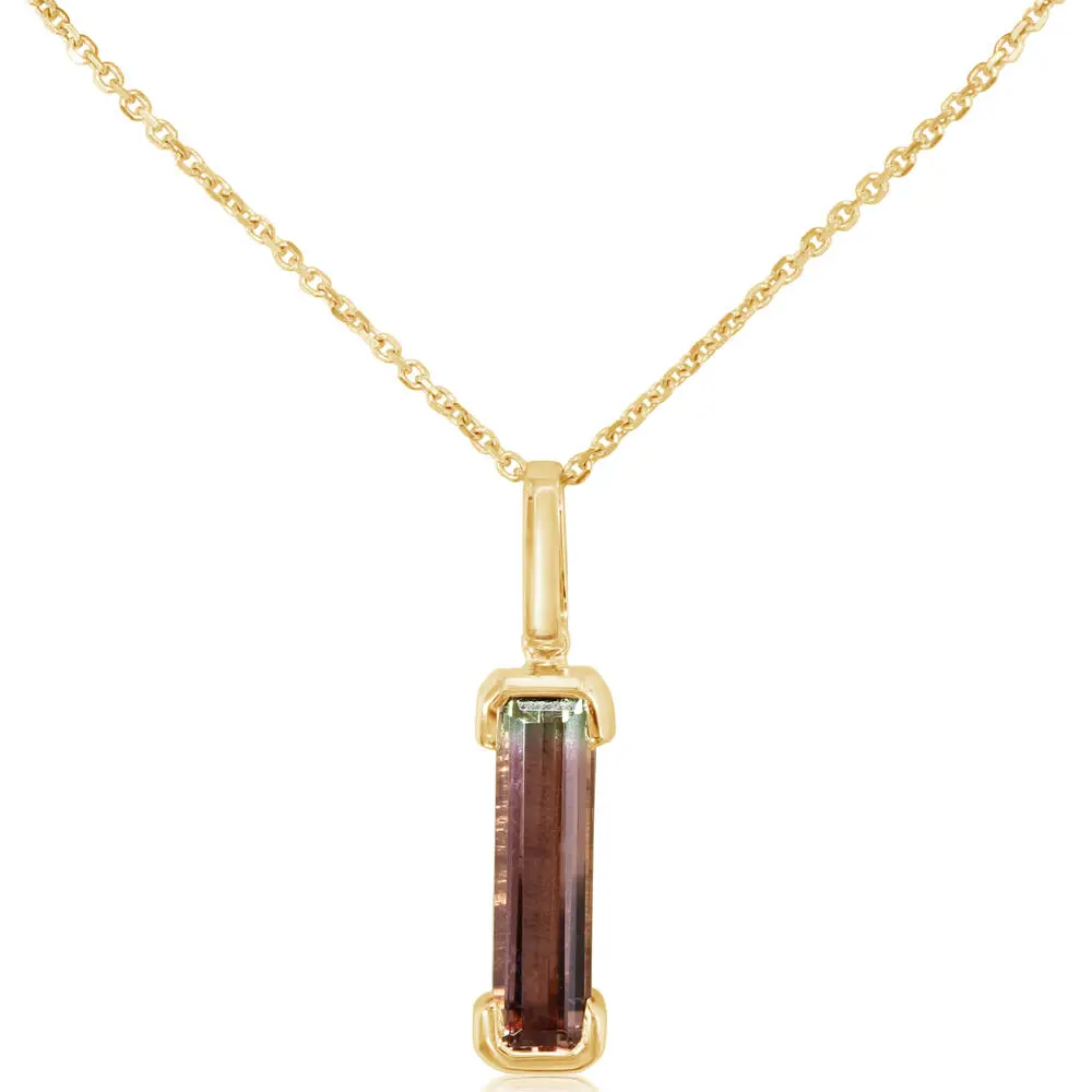 14K Yellow Gold Bi-Color Tourmaline Pendant