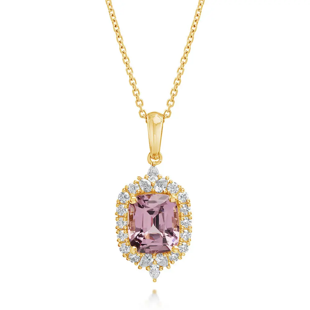 18K Yellow Gold Lotus Garnet/Diamond Pendant 18K Yellow Gold Lotus Garnet/Diamond Pendant