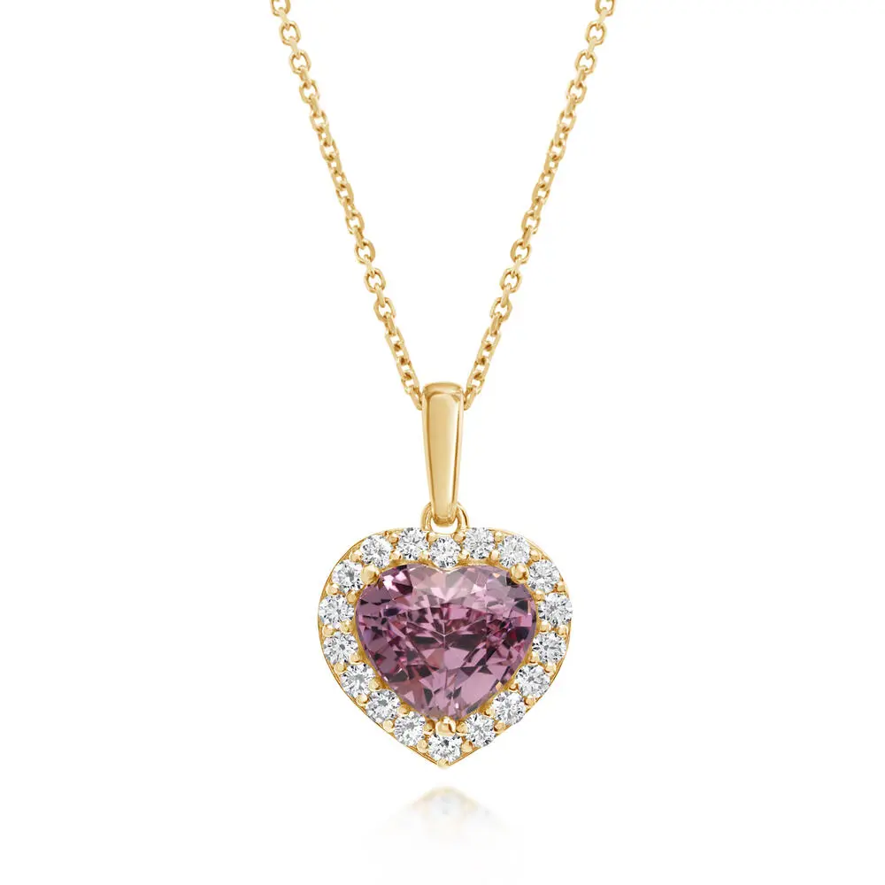 18K Yellow Gold Lotus Garnet/Diamond Pendant