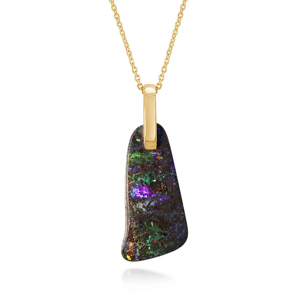 14K Yellow Gold Australian Boulder Opal Pendant 14K Yellow Gold Australian Boulder Opal Pendant