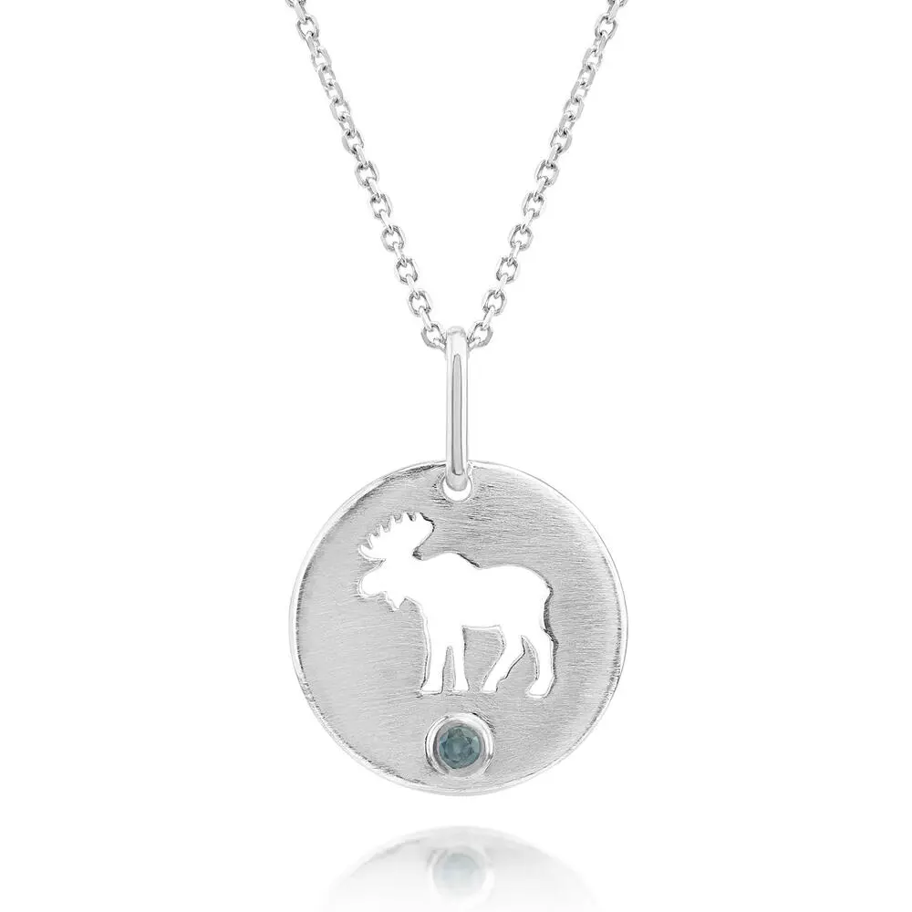 Sterling Silver Montana Sapphire Moose Pendant
