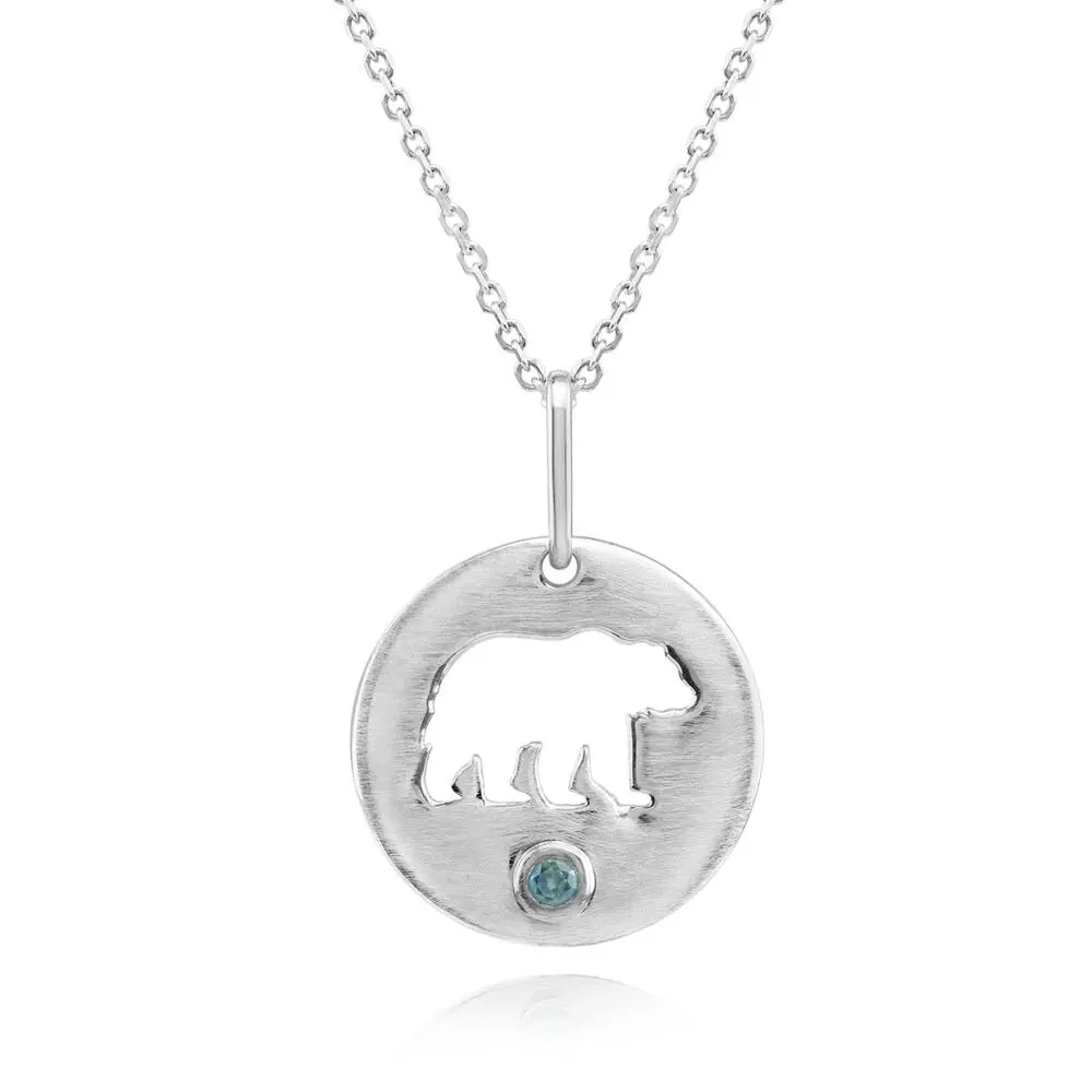 Sterling Silver Montana Sapphire Bear Pendant Sterling Silver Montana Sapphire Bear Pendant