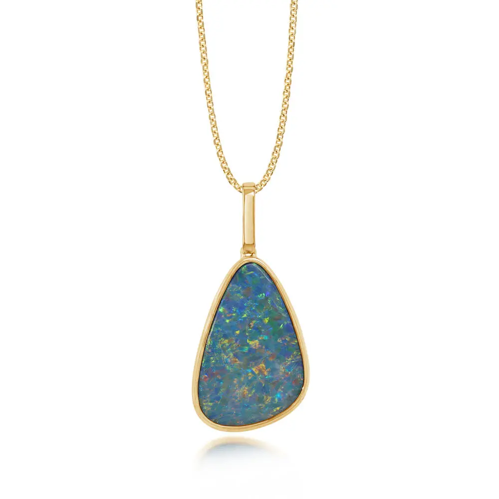 14K Yellow Gold Australian Opal Doublet Pendant 14K Yellow Gold Australian Opal Doublet Pendant