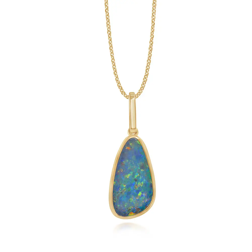 14K Yellow Gold Australian Opal Doublet Pendant 14K Yellow Gold Australian Opal Doublet Pendant