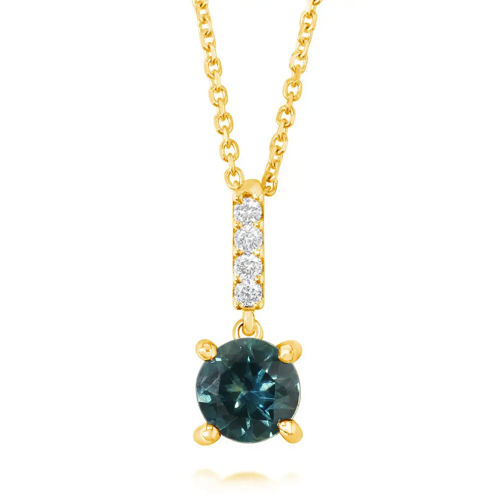 14K Yellow Gold Montana Sapphire/Diamond Pendant 14K Yellow Gold Montana Sapphire/Diamond Pendant