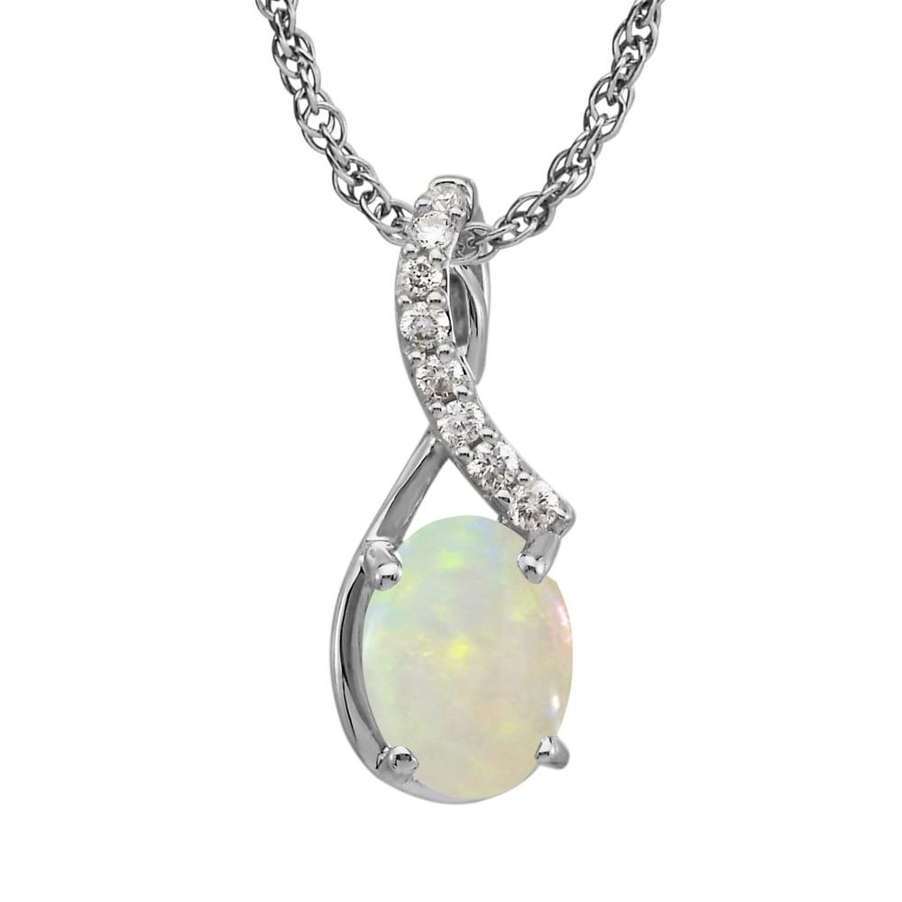 14K White Gold Australian Opal/Diamond Pendant 14K White Gold Australian Opal/Diamond Pendant