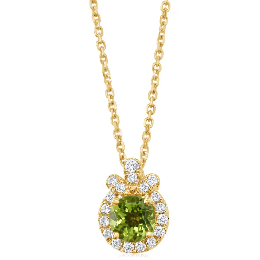 14K Yellow Gold Peridot/Diamond Pendant