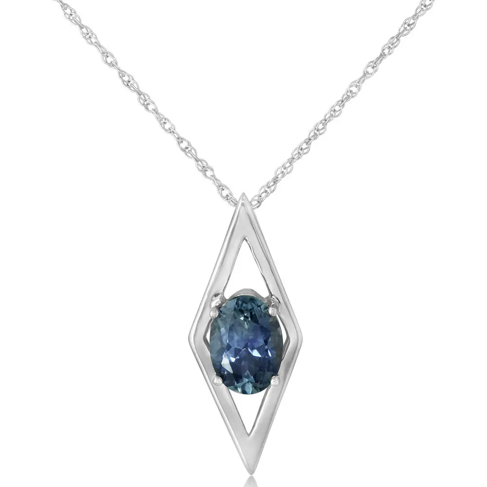 14K White Gold Montana Sapphire Pendant