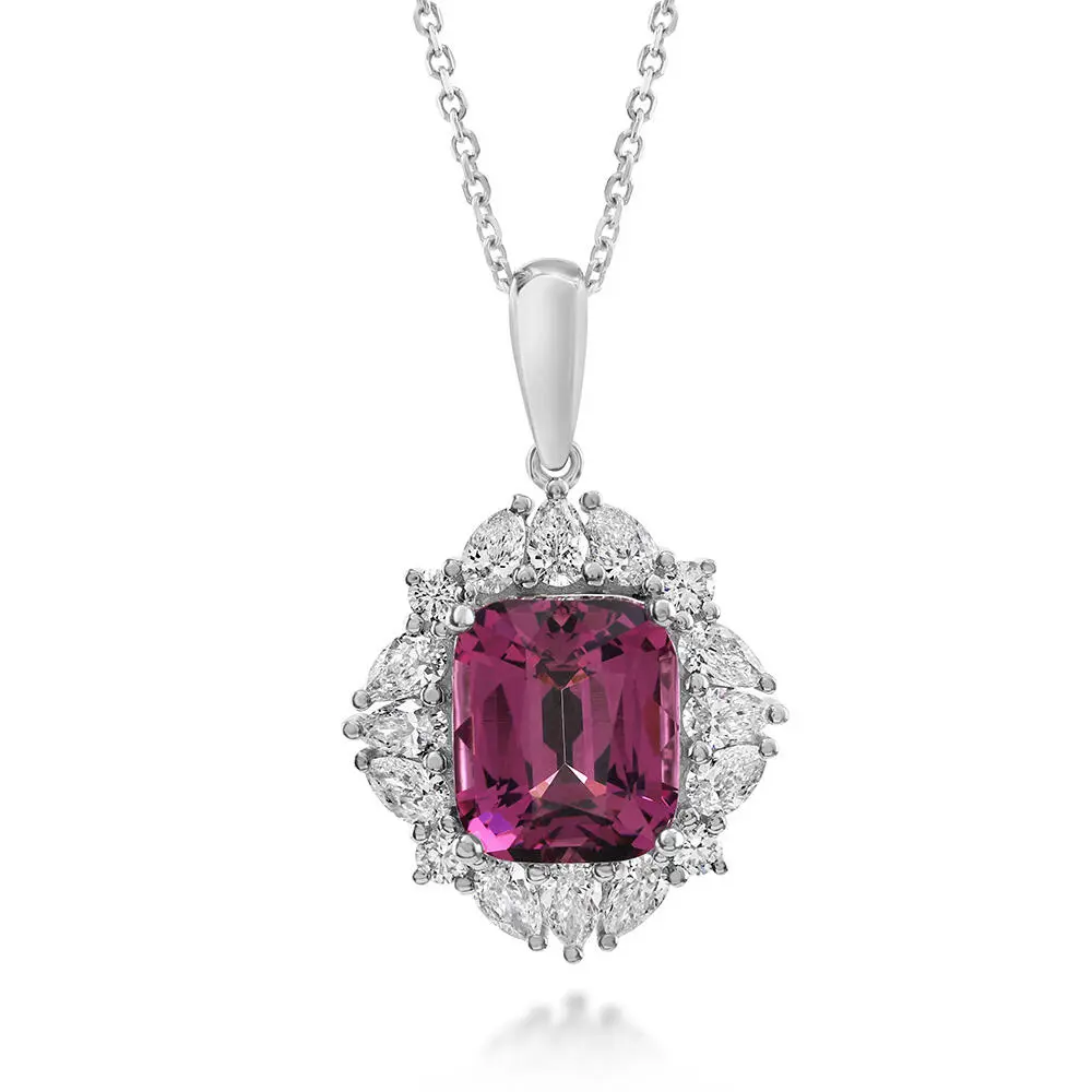 Platinum Pink Garnet/Diamond Pendant